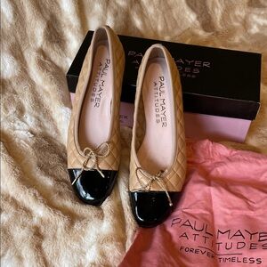 Paul Mayer Tan and Black Quilted Flats